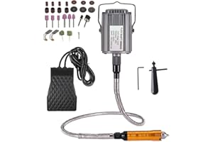 Seababyhouse 780W Perceuse Meuleuse électrique Arbre Flexible Flex Shaft de Mandrin de Polissage Outil Rotatif Dremel broyeur à suspendre, Pédale, Arbre Flexible en Métal, 23000 RPM