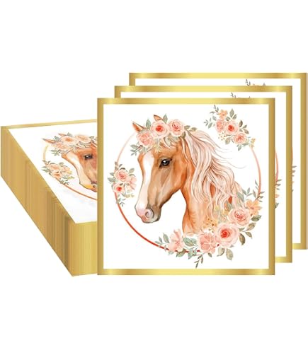 Amscan Papier-Servietten 'Pretty Pony' – 20 Stück, 33 X 33 Cm, Mit Pony- Und Blumenmotiv