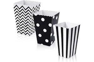 Miss-shop, Caja de Palomitas de Maíz,Bolsas Bolsa de Palomitas 18 Piezas Caja de Fiesta de Palomitas Contenedor de Dulces para Los Bocados del Partido Los Dulces Las Palomitas y Los Regalos,Negro