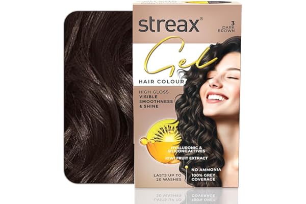 Streax Gel Hair Colour for Women & Men, Dark Brown 3 , 150ml Hair Colour Brown 100% grey coverage Long Lasting Hair Color, easy to use Ammonia Free Hair Color, No Paraben & Sulphate