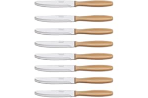 Arcos Juego de 8 Cuchillos de Mesa con Hoja de 105mm en Acero Inoxidable y Mango de Polipropileno. Set de Cuchillos de Postre para Pelar Apto para Lavavajillas. Serie Nova. Color Crema