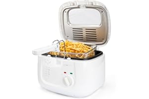 ‎CLATRONIC Clatronic® Fritteuse mit 2,5L Kapazität | Friteuse mit Fett | Friteuse Öl mit Geruchs- und Fettdunstfilter & Antihaft-Ölbehälter | Stufenlos regelbarer Thermostat | Fritteuse mit Öl - FR 3771
