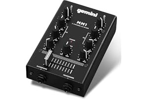 Gemini Sound MM1 Professionnel Audio Double Micro à 2 Canaux DJ Stéréo DJ Compact Rotary DJ Podcast Mélangeur avec Agrafer et Contrôle de Gain Individuel