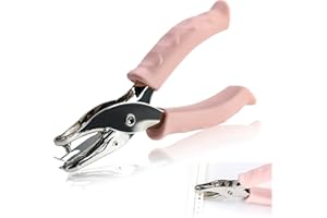 TIETOY Single Hole Punch with Soft Grip Handle, 3mm Handheld Circle Hole Puncher Metal Small Paper Punch for Tags Greeting Cards Scrapbook Home Office School Diy Crafts (Pink Mini Holepunch)