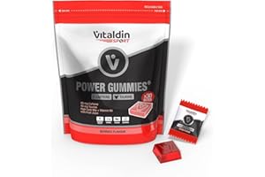 VITALDIN SPORT Power Gummies – 80 mg Caffeina, 40 mg Taurina per dose + Vitamina B6 – 30 Caramelle Gommose – Bites gusto Frutti Rossi – Vegano