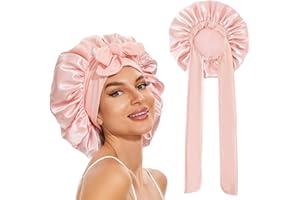 ERBO Seidenhaube zum Schlafen, Silk Bonnet, Verstellbare Schlafhaube Seide, Bonnet Sleep Cap, Satin Haarhaube Damen, Seidenhaube zum Schlafen Lange Haare Locken
