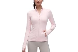 CRZ YOGA Butterluxe Women's Full Zip Workout Jackets Slim Fit Sports Running Gym Jacket with Thumb Holes