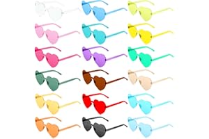 LOVICVKEM 18 Occhiali da Sole a Cuore,Occhiali da Festa Hippie Senza Montatura Trasparenti Color Caramella, Adatto per Addii al Celibato,Oggetti di Scena per Cabine Fotografiche,Halloween,Natale