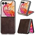 Gruattreay Compatible with Motorola Razr 50 Ultra 2024 Case, Retro PU Leather Ultra Slim Shockproof Back Bumper Protective Case Cover for Moto Razr 50 Ultra Phone Case (Brown)
