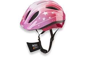 KED Meggy II Trend | Kinder Fahrradhelm Insektenschutznetz Integriertes LED-Rücklicht maxSHELL Technologie, Stars Soft Pink, 52-58 (M)