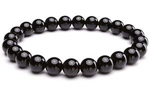 Jovivi Men Women Natural Lava Stone Beads diffuser Bracelet Semi Precious Gemstone Healing Reiki Chakra Elastic Yoga Agate Bracelet Bangle for Essential oil jewellery