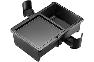 ‎THINSGO ThinsGo Auto Organiser Multifunktionale Aufbewahrungsbox mit 2 Getränkehaltern, einziehbares Design, geeignet für Auto Armlehnen Mittelkonsole Rücksitze Autozubehör