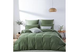 Lanqinglv Pościel 220 x 240 cm, ciemnozielona, przypominająca bawełnę, zestaw pościeli Öko-Tex, poszwa na kołdrę 200 x 220 cm, z mikrofibry z zamkiem błyskawicznym i 2 poszewki na poduszkę 80 x 80 cm