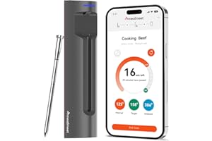 Meatmeet S Pro Fleischthermometer Kabellos mit Bluetooth, 6 Temperatursensoren arbeiten gleichzeitig, ±0,1°C Genauigkeit, App-Überwachung mit Timer und Alarm, IP69 wasserdicht und ölbeständig