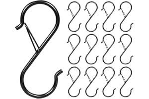 KINBOM 12 Szt. Male Haczyki S, Metalowe Haki Heavy Duty z Klamra Bezpieczenstwa do Biura Kuchni Lazienki Ogrodu Szafy (Czarny)