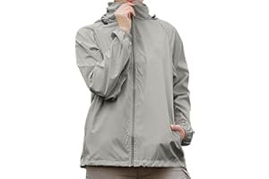 RUITOTP Coupe Vent Femme Impermeable Veste De Pluie Avec Capuche LéGèRe SéChage Rapide Couleur Unie Veste Sport Femme Avec Fermeture éClair Fine Respirant Veste D'ExtéRieur Pour Les Voyages Et Le VéLo