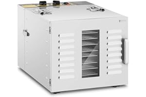 Royal Catering Déshydrateur Alimentaire Séchoir D Aliments D'Aliments De Nourriture RCDA-1000/59S (1000 W, 40-90 °C, 10 Étages, Minuterie 0-15 h, Inox)