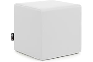 EXTROITALY Pouf Rigido Cubo Similpelle Larg.45 cm, Prof. 45 cm, Alt. 45 cm Colore Bianco