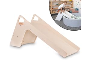KiddyMoon Toboggan en Bois pour Enfants 2 en 1 Chaise Bébé, Grand, Naturel