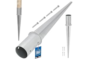 KOTARBAU® Soporte de Poste Redondo Ø 80 mm Acero Galvanizado en Caliente Soporte Poste Madera con Punta para Clavar Anclajes Madera Base Poste Madera para Enterrar Plata - 750 mm
