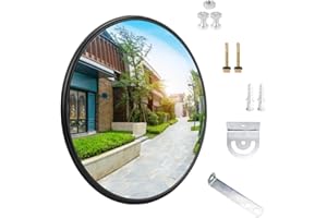 FOUVIN Verkehrsspiegel, 30cm Konvexspiegel für Garage Zufahrt Park, Konvexer Verkehrsspiegel mit Einstellbarer Weitwinkel Ansicht (Unterstützt Innen- und Außenbereich) (A)