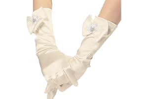 AWOCAN Gloves Princess Satin Gloves Princess Dress up Bows Formal Gloves