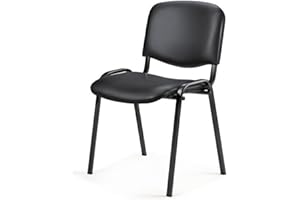Topsit Chaise pour salle d'attente en cuir synthétique, empilable, structure en métal, chaise de bureau, de conférence, bureau à domicile, réception (noir)