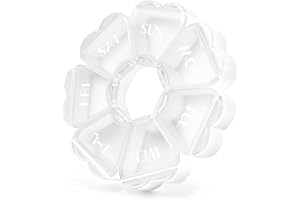 FHORAIN Tygodniowy organizer na tabletki, uroczy, 7 dni, duże przegródki, przenośne pudełko na tablet, okrągłe, etui na witaminy i suplementy (biały)