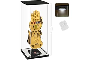 Nonemey Vitrine pour Collection et Salon en Acrylique avec LED Télécommandée – Boîte Vitrine Anti-Poussière pour Lego 76191 76223 Figurines,Modèles(Noir, 15x18x37 cm)