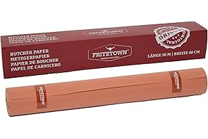 ‎FRITZTOWN FRITZTOWN Butcher Paper Deluxe Pink 60cm x 50m Rolle-Box | Lebensmittelsicher | Kraftpapier Grillpapier | Ideal für BBQ, Smoken, Räuchern und Fleischverpackung