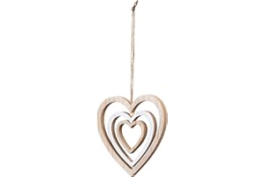 ‎LEVANDEO levandeo Deko Herz Mobile H15cm Windspiel MDF Holz Natur Weiß Holzherz Hängedeko Deko-Anhänger