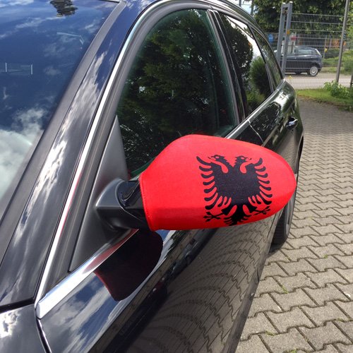 2er Set Spiegelfahne Aussenspiegelfahne Autospiegel Auto Fahne Überzug Albanien Albania Fanartikel EM 2016