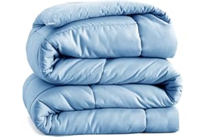 Casa Platino Double Duvet 10.5 Tog – Coverless Duvet with Corner Tabs, Box Stitched Quilt Microfibre Comforter, All Seasons, 200 x 200 cm - French Blue