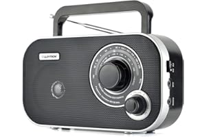 LLOYTRON "Calypso" 2 Band AC / DC Portable Radio with Integral Carry Handle - Telescopic Antenna - Auxiliary Input - Earphone Socket - Rotary Volume and Tuning Control - Mains or Battery Powered - N2405BK - Black