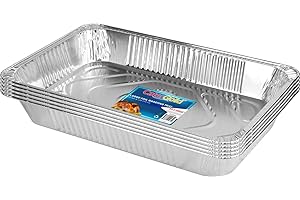 CATERGOLD Large Rectangle Disposable Aluminium Foil Trays 52 x 33 x 8cm Approx (5 Pack)