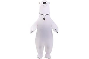 IRETG Eisbär Kostüme für Erwachsene Aufblasbare bären Kostüm Weißer Bär Anzug Lustige Meeresbär Jumpsuit Party Weihnachten Halloween Cosplay Outfit