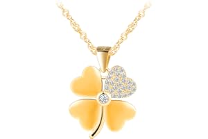 INFINIONLY Collar colgante de trébol de plata 925 para mujer niña collares trébol de cuatro hojas con circonitas moda joyería