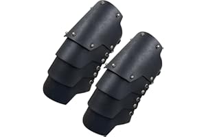 HiiFeuer Medieval Faux Leather 4 Layers Bracers Arm Armor, Middle Ages Mercenary Gauntlets, Costume Knight Archer Arm Guards