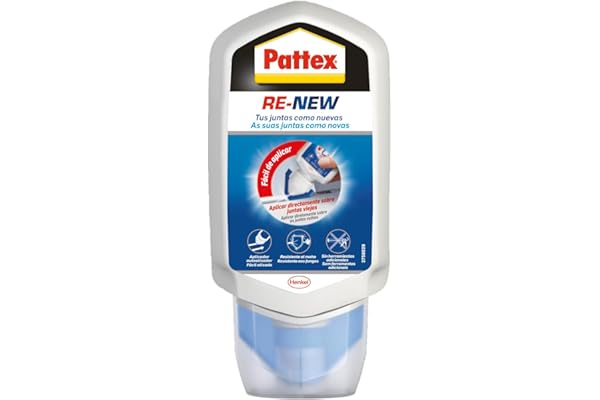 Pattex Baño Sano RE-NEW, silicona blanca para unas juntas limpias en sencillos pasos, silicona resistente al moho rápida, sellador de juntas de cocina y baño, 1x80 ml