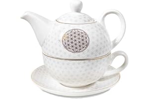 Théière verte solo en porcelaine Fleur de Vie