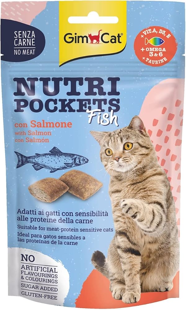 GimCat Nutripockets Somon ve Ton Balıklı Kedi Ödül Tableti 60gr