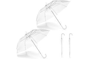 081 Store - 2 PEZZI Ombrello Trasparente Grande Con Chiusura Automatica, Ombrello Pioggia