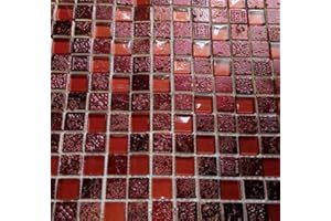 MOSAIK-NETZWERK Carreaux de mosaïque en verre rustique rouge vin (résine) mélange de résine (résine) pores ouverts