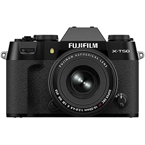 Fujifilm X-T50 40 MP APS-C X-Trans Sensor|Retro Style mirrorless Camera|4k/6.2k vlogging|High Speed Recording FHD 240fps|Advance AF with 16-50mm Optical Zoom Lens f/2.8-4.8 - Black