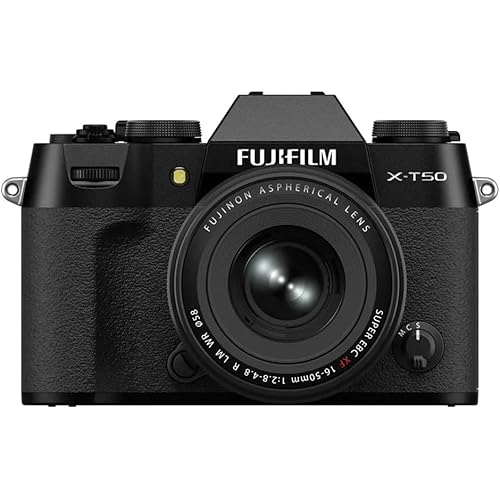 Fujifilm X-T50 40 MP APS-C X-Trans Sensor|Retro Style mirrorless Camera|4k/6.2k vlogging|High Speed Recording FHD 240fps|Advance AF with 16-50mm Optical Zoom Lens f/2.8-4.8 - Black