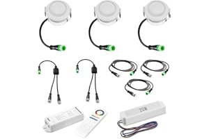 ‎LEDANDO LEDANDO 3er Set LED IP65 Minispots - RGB + Warmweiß - dimmbar - Für Bad, Dusche, Wintergarten oder Terrassenüberdachung - Farbwechsel per Fernbedienung - Nische