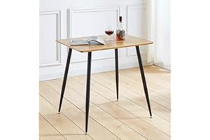 Hallowood Furniture Cullompton Small Rectangular Dining Table, Wooden Table with Oak Effect Top and Black Metal Legs, 2-4 Seater Dining Table for Home and Café (80x60cm)