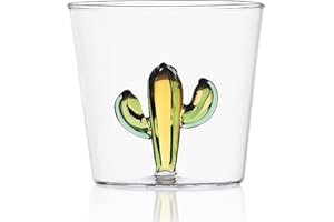 Ichendorf Milano Tumbler Cactus Verde/Ambra | Collezione Desert Plants | 35 cl | Vetro Borosilicato | Fatto a Mano