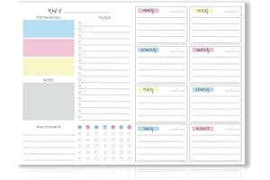 TOVBMUP Wochenplaner Block,To-Dos, Prioritäten & Wochenplan,Wochenkalender Wochen Planer,zum Abreißen To Do Liste Notizblock Wochenplaner für Termine, Aufgaben& Notizen, Bunt