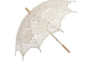 SQOIKOS Parapluie en dentelle ivoire vintage pour mariage, décoration photo, goûter, taille adulte